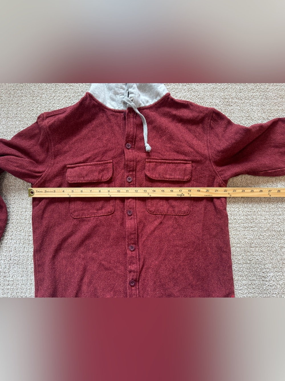 Urban Outfitters BDG Washed Twill Overshirt Jacket Hoodie Rust Orange Red - Picture 7 of 8